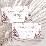 Winter Christmas Pink Baby Shower Diaper Raffle Enclosure Card<br><div class="desc">Enhance your winter celebration with the Winter Christmas Trees Snowflakes Pink Baby Shower Diaper Raffle Enclosure Card. Featuring delicate pink hues, festive Christmas trees, and whimsical snowflakes, this card invites guests to participate in a fun diaper raffle, adding a playful and practical element to your baby shower. Perfect for a...</div>