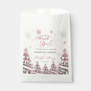 Winter Christmas Pink Baby Shower Thank You Favour Bag