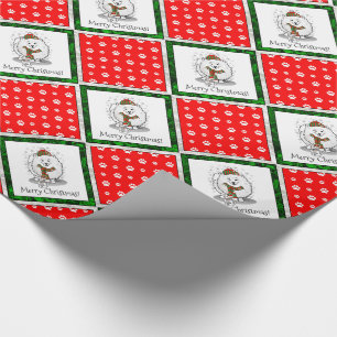 Winter Christmas Pomeranian (white) Dog Scarf Snow Wrapping Paper