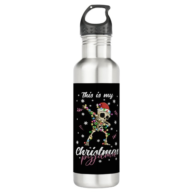 Winter Christmas Pyjama Skeleton 710 Ml Water Bottle (Front)