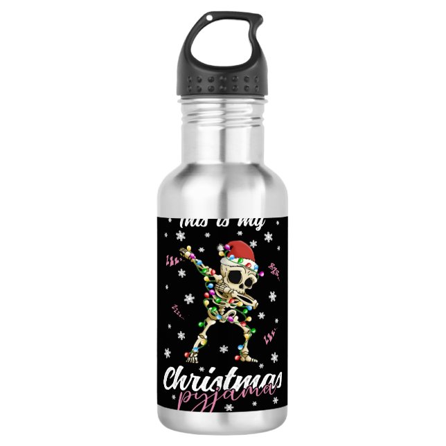 Winter Christmas Pyjama Skeleton 710 Ml Water Bottle (Front)