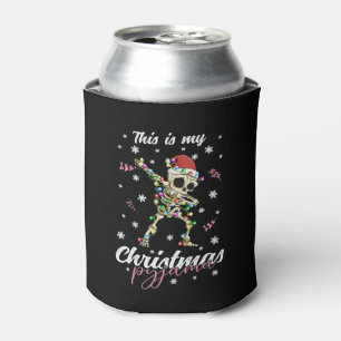 Winter Christmas Pyjama Skeleton Can Cooler