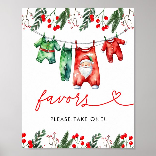 Winter Christmas Santa Baby Shower Favours Poster (Front)