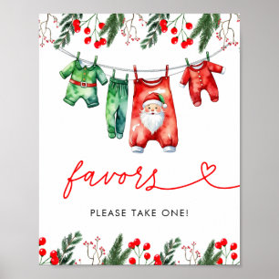 Winter Christmas Santa Baby Shower Favours Poster