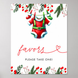 Winter Christmas Santa Baby Shower Favours Sign