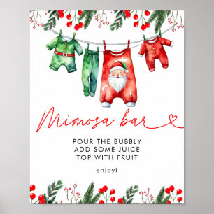 Winter Christmas Santa Baby Shower Mimosa Bar Poster