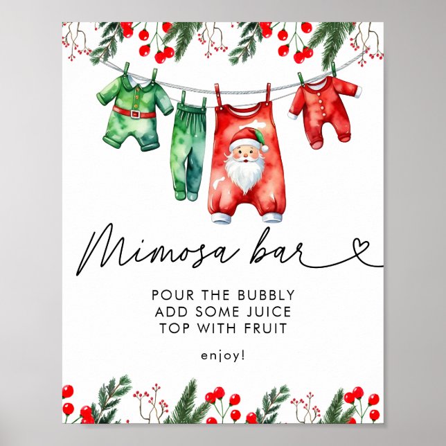 Winter Christmas Santa Baby Shower Mimosa Bar Poster (Front)