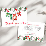 Winter Christmas Santa Baby Shower Welcome Sign Thank You Card<br><div class="desc">Express your gratitude with our Winter Christmas Santa Baby Shower Thank You Card, designed to perfectly complement your festive celebration. This card features a joyful Santa Claus surrounded by wintery details like snowflakes, holly, and elegant greenery, echoing the theme of your baby shower. The warm and cheerful design is ideal...</div>