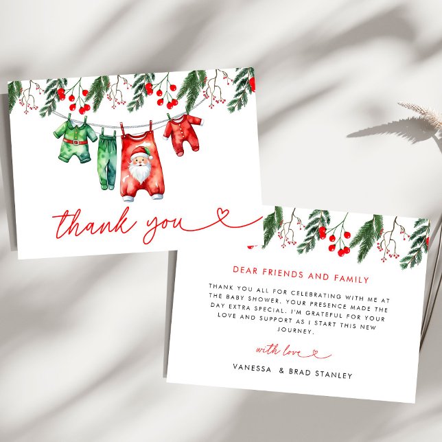 Winter Christmas Santa Baby Shower Welcome Sign Thank You Card (Creator Uploaded)