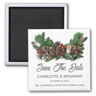 Winter Christmas Save the Date Wedding Magnet