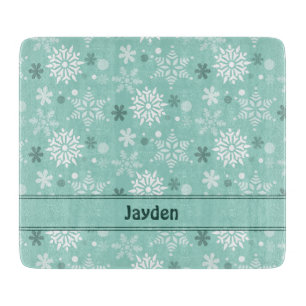 Winter Christmas Season Name Turquoise-Blue Cutting Board