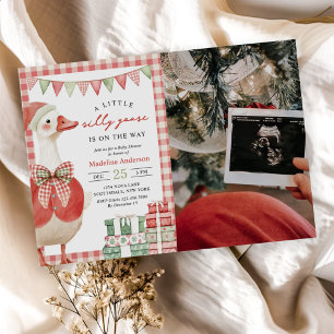 Winter Christmas Silly Goose Baby Shower Photo Invitation
