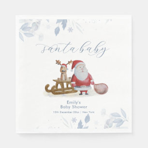 Winter Christmas Sleigh Moose Santa Baby Shower  Napkin