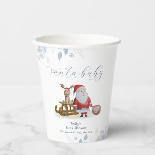 Winter Christmas Sleigh Moose Santa Baby Shower Paper Cups