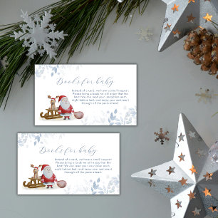 Winter Christmas Sleigh Santa Books Baby Shower  Enclosure Card