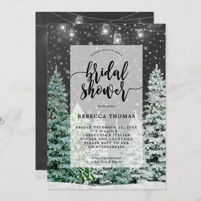 winter christmas snow bridal shower invitation (Front/Back)