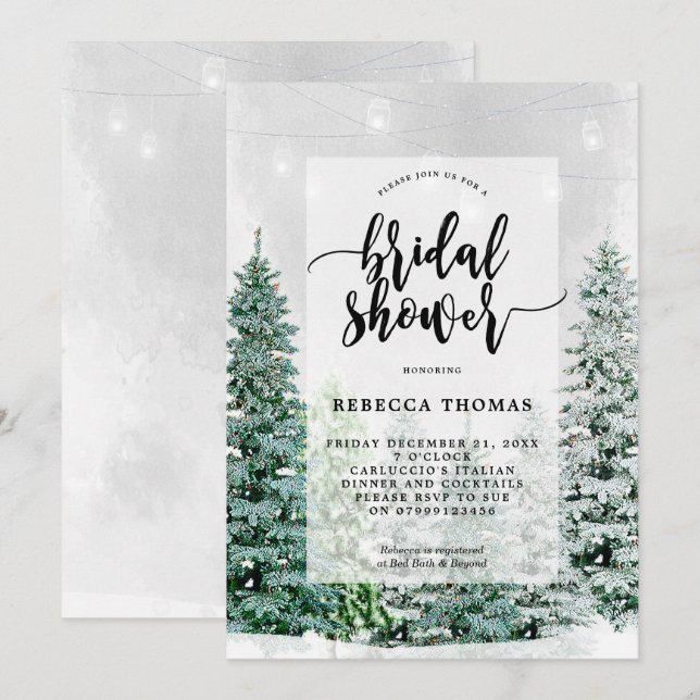winter christmas snow bridal shower invitation (Front/Back)