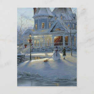 Winter Christmas Snow Scene Holiday Postcard