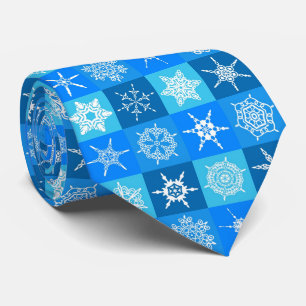 Winter Christmas Snowflakes on blue Tie