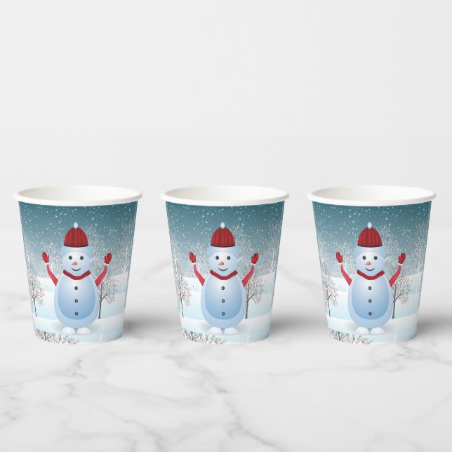 Winter Christmas Snowman Paper cup (Multi)
