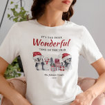 Winter Christmas Themed T-Shirt<br><div class="desc">Winter christmas white matching t-shirt featuring elegant watercolor baby penguins,  a scattering of snow,  the saying "it's the most wonderful time of the year",  your family name,  and the year.</div>