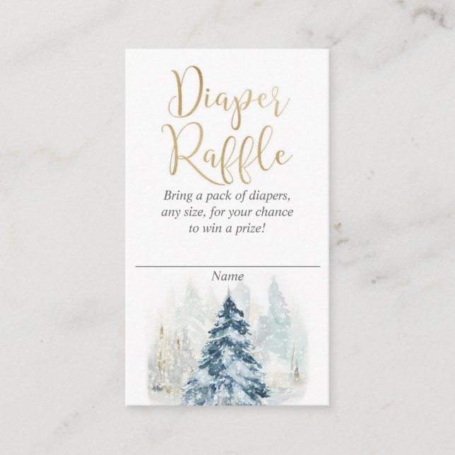 Winter christmas tree and snow diaper raffle cards (Front)