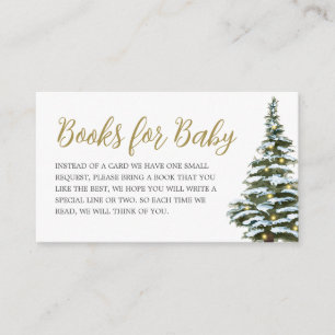 Winter Christmas Tree Baby Shower Books for Baby Enclosure Card
