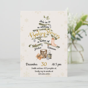 Winter Christmas Tree Baby Shower Invitation