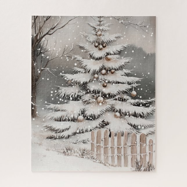Winter Christmas Tree In Snow Jigsaw Puzzle (Vertical)