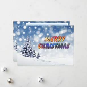 Winter Christmas Tree in snow plus Personal photo Holiday Card