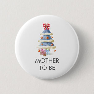 Winter Christmas Tree Mother To Be Baby Shower 6 Cm Round Badge