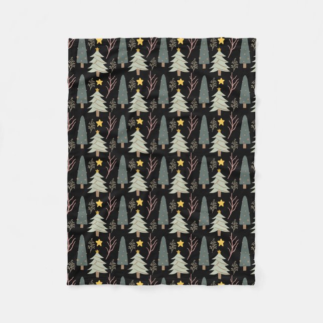 Winter Christmas Tree Pattern Woods Evergreen Cosy Fleece Blanket (Front)