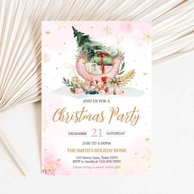 Winter Christmas Tree Snowflakes Christmas Party Invitation (Christmas Tree Winter Snowflakes Christmas Party Invitation)