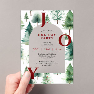 Winter Christmas Trees Greenery Red Holiday Party Acrylic Invitations