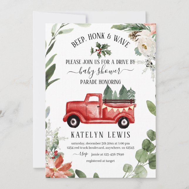 Winter Christmas Truck Baby Shower Invitation (Front)