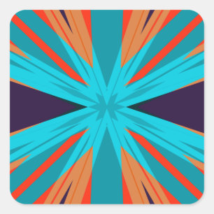 Winter Christmas Turquoise Orange Purple Star Deco Square Sticker
