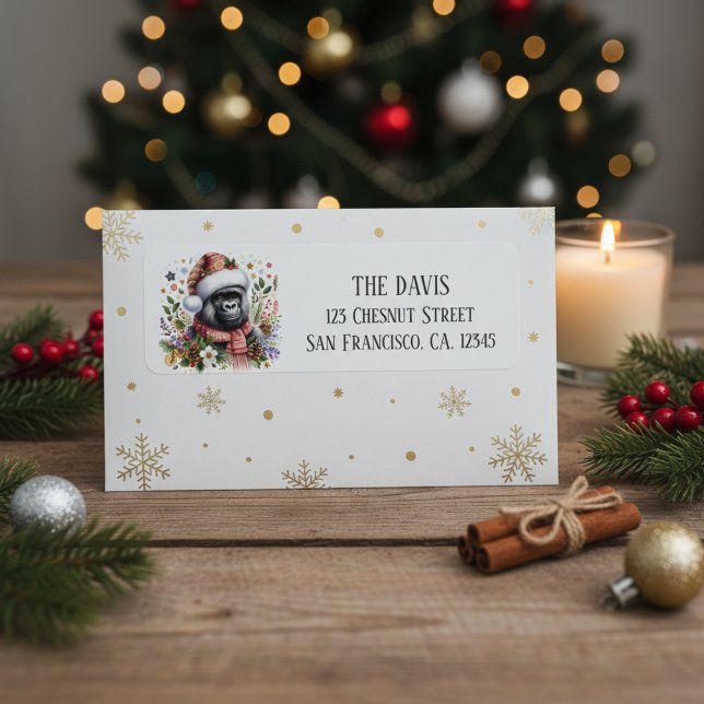 Winter Christmas Vibes Gorilla - Return address  Label (Creator Uploaded)