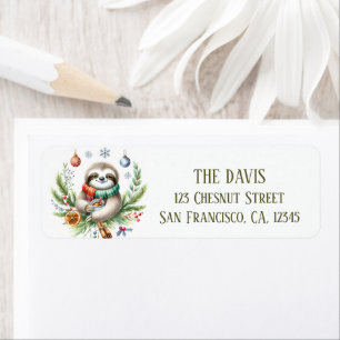Winter Christmas Vibes Sloth - Return address  Label