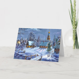 Winter Christmas Village Holiday Card