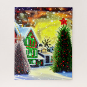 Winter Christmas Village Scene Jigsaw Puzzle