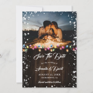 Winter Christmas Wedding Photo Save The Date
