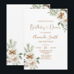 Winter Christmas White Floral Birthday 30th Dinner Invitation<br><div class="desc">Winter Christmas White Floral Birthday 30th Dinner Party
Invitation perfect for autumn or fall invitation</div>