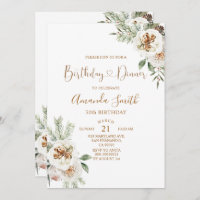 Winter Christmas White Floral Birthday 30th Dinner