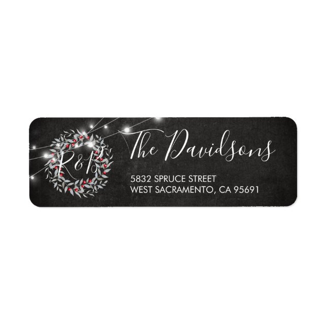 Winter Christmas Wreath Return Address Label (Front)