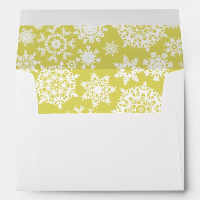 Winter Christmas Yellow Snowflake Pattern Envelope (Back (Bottom))