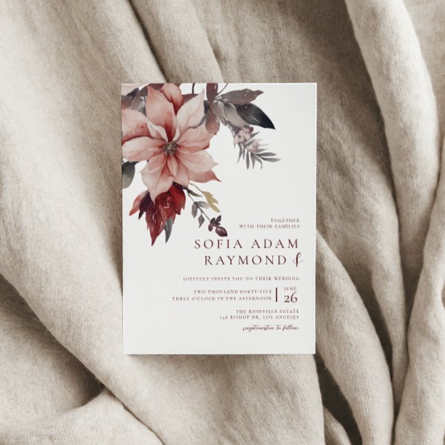 Winter ChristmasFlower Water Colour Wedding Invitation (Creator Uploaded)