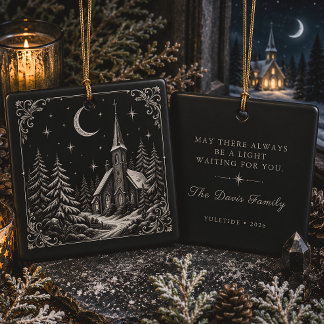 Winter Church Celestial Yule Ceramic Ornament