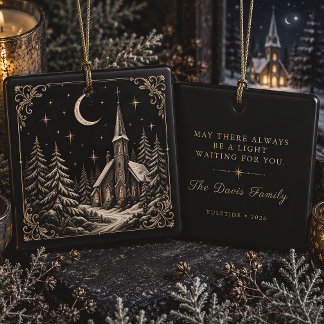 Winter Church Celestial Yule Ceramic Ornament