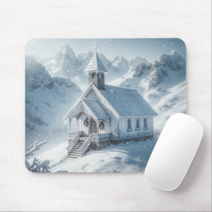 Winter Church In The Mountains Mouse Pad