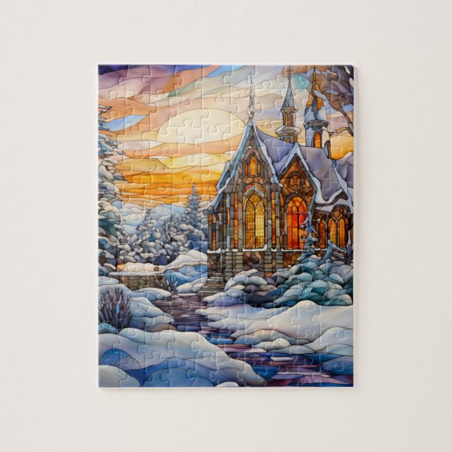 Winter Church Puzzle (Vertical)